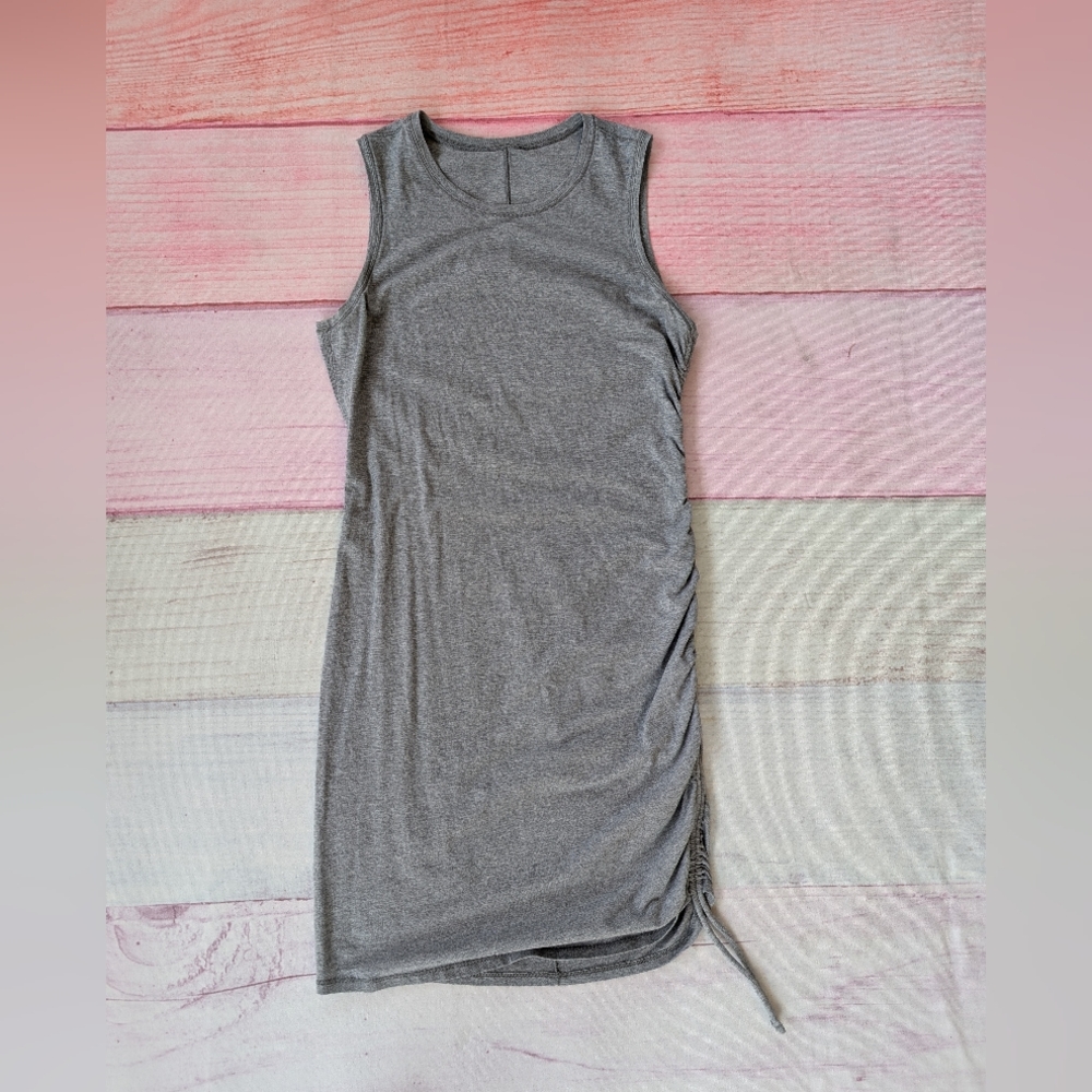 Lululemon Gray Cinch It Dress 4/6 Ruched Mini Athleisure